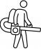 Editable real line icon of a stick figure with a leaf blower